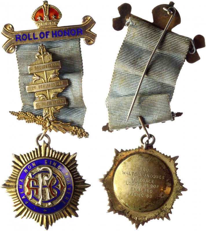 Great Britain Masonic Medal R.A.O.B Roll of Honor 1969
Silver; 48 mm; Enamel. C...