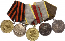 Russia - USSR Lot of 5 Medals 1941 - 1945
Barac# 884; 3 x "For Battle Merit", "For the Victory over Germany in the Great Patriotic War 1941–1945" & "...