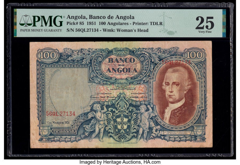 Angola Banco De Angola 100 Angolares 1.3.1951 Pick 85 PMG Very Fine 25. 

HID098...