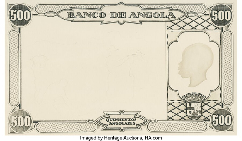 Group of 13 Printed Presentation Essays Angola Banco De Angola 500 Angolares 194...