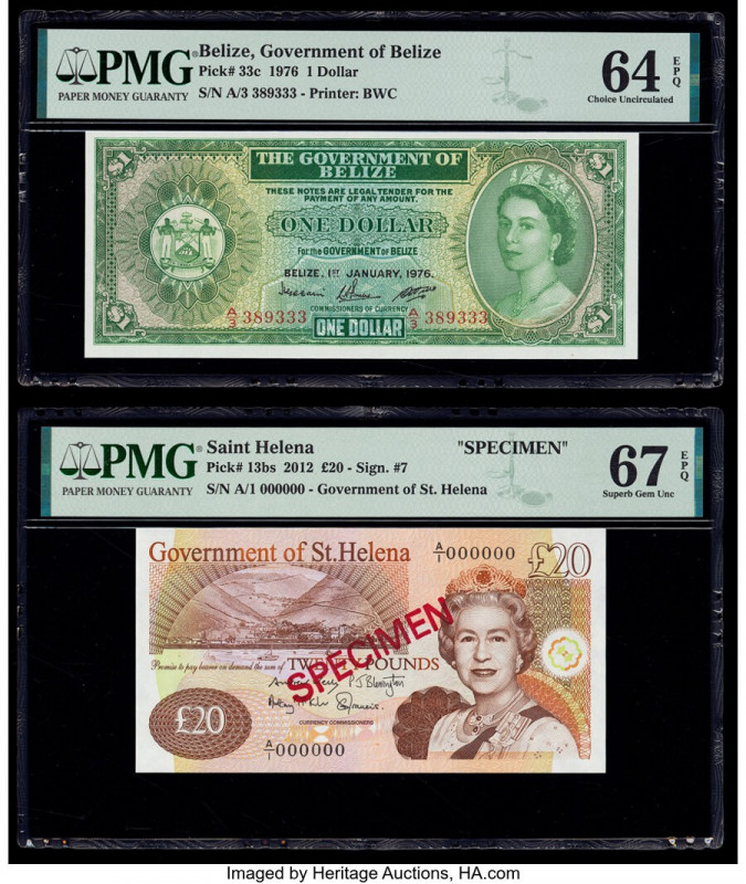 Belize Government of Belize 1 Dollar 1.1.1976 Pick 33c PMG Choice Uncirculated 6...