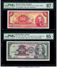 Brazil Tesouro Nacional 5000 Cruzeiros; 10 Cruzados on 10,000 Cruz. ND (1964); ND (1967) Pick 182b; 189c Two Examples PMG Superb Gem Unc 67 EPQ; Gem U...