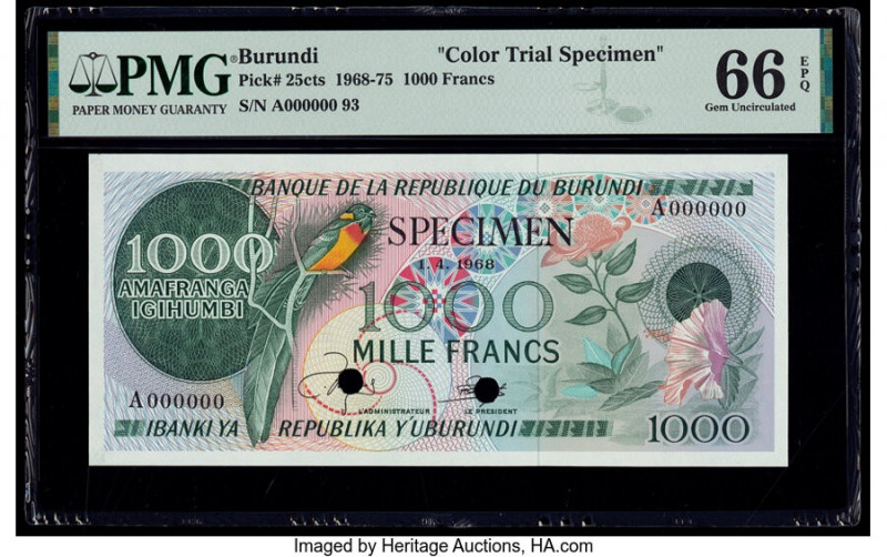 Burundi Banque de la Republique du Burundi 1000 Francs 1.4.1968 Pick 25cts Color...