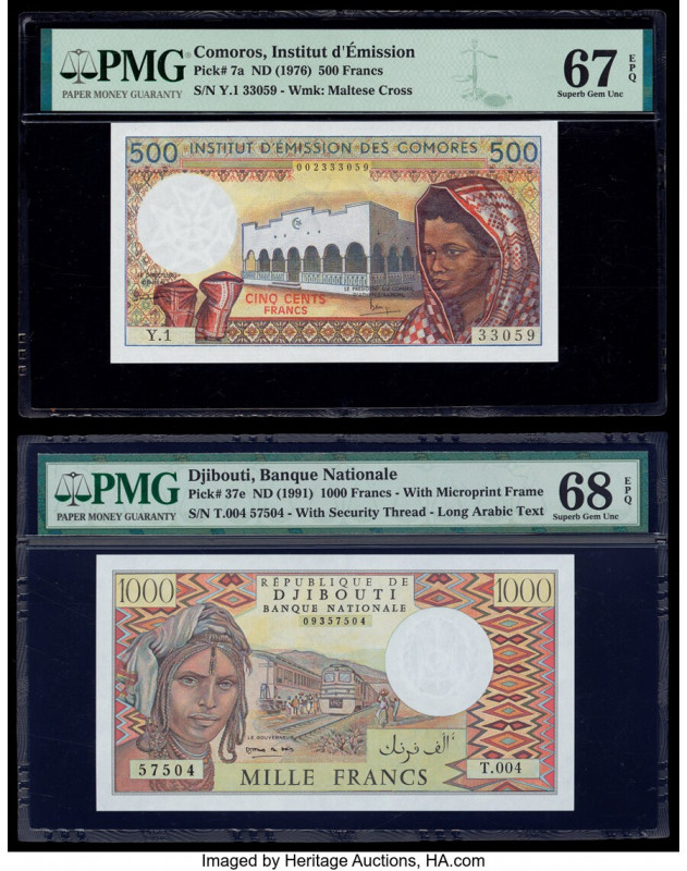 Comoros Institut d'Emission des Comores 500 Francs ND (1976) Pick 7a PMG Superb ...