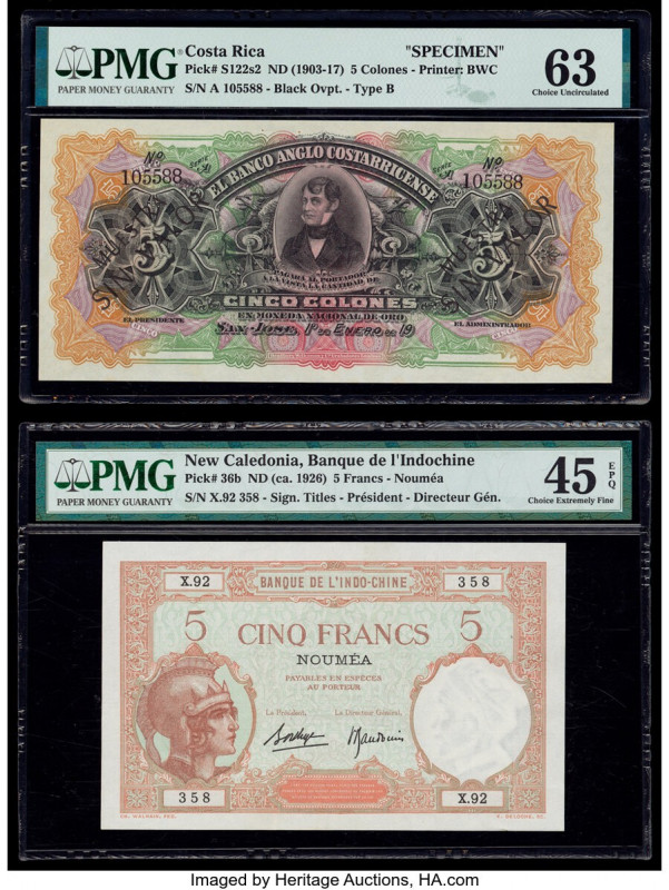 Costa Rica Banco Anglo-Costarricense 5 Colones ND (1903-17) Pick S122s2 Specimen...