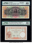Costa Rica Banco Anglo-Costarricense 5 Colones ND (1903-17) Pick S122s2 Specimen PMG Choice Uncirculated 63; New Caledonia Banque de l'Indochine, Noum...