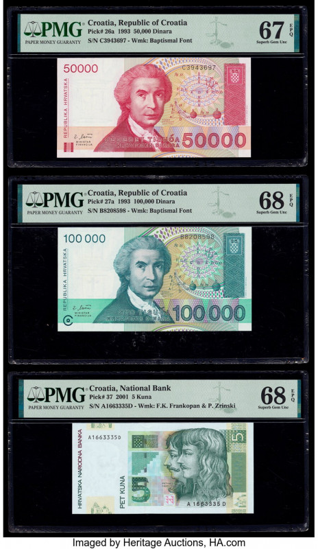 Croatia Republic of Croatia 50,000; 100,000 Dinara; 5 Kuna 1993 (2); 2001 Pick 2...