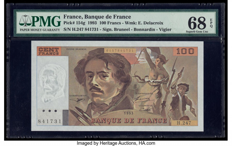 France Banque de France 100 Francs 1993 Pick 154g PMG Superb Gem Unc 68 EPQ. 

H...