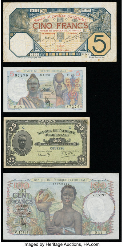 French West Africa Group Lot of 4 Examples Very Fine-Extremely Fine. Stains pres...