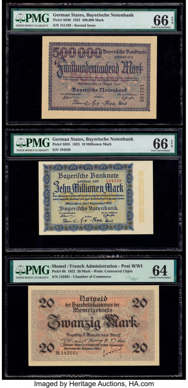 German States Bavarian Note Issuing Bank 500,000 Mark; 10 Million Mark 18.8.1923...