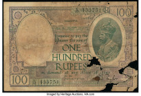 India Government of India 100 Rupees ND (1917-30) Pick 10i Good-Very Good. Splits, tears, pieces missing, pieces detached, and rust. This is otherwise...