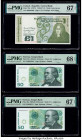 Ireland - Republic Central Bank of Ireland 1 Pound 20.2.1984 Pick 70c PMG Superb Gem Unc 67 EPQ; Norway Norges Bank 50 Kroner 2005 Pick 46c Two Exampl...