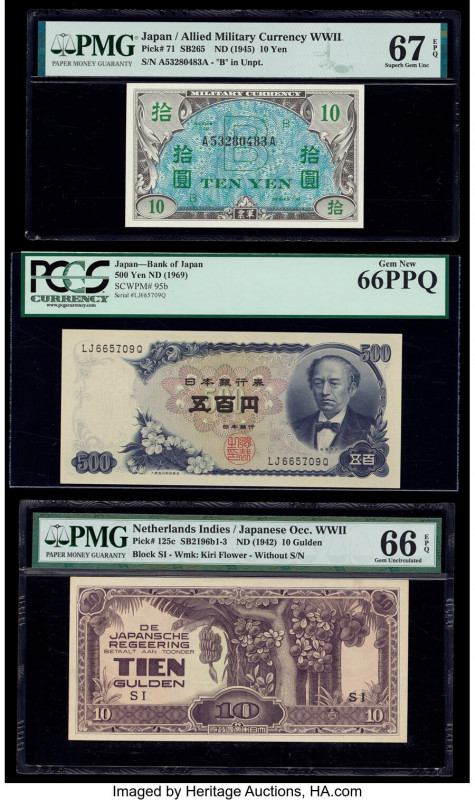 Japan Allied Military Currency WWII; Bank of Japan 10; 500 Yen ND (1945); ND (19...