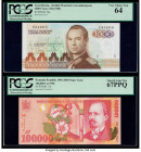 Luxembourg Institut Monetaire Luxembourgeois 1000 Francs ND (1985) Pick 59a PCGS Very Choice New 64; Romania Banca Nationala 100,000 Lei 1998 Pick 110...