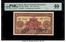 Macau Banco Nacional Ultramarino 10 Patacas 5.2.1944 Pick 23x KNB29 Contemporary Counterfeit PMG Extremely Fine 40. Contemporary Counterfeit.

HID0980...