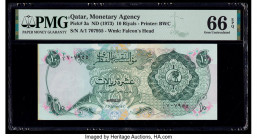 Qatar Qatar Monetary Agency 10 Riyals ND (1973) Pick 3a PMG Gem Uncirculated 66 EPQ. 

HID09801242017

© 2020 Heritage Auctions | All Rights Reserved