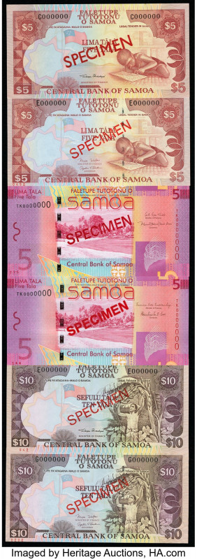 Samoa Central Bank of Samoa Group Lot of 11 Specimen Crisp Uncirculated. Red Spe...