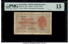 Seychelles Government of Seychelles 1 Rupee 5.10.1934 Pick 2e PMG Choice Fine 15. Minor rust is noted on this example.

HID09801242017

© 2020 Heritag...