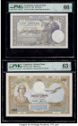 Yugoslavia National Bank 100; 1000; 50 Dinara 1.12.1929; 1931; 1.5.1946 Pick 27b; 29; 64b Three Examples PMG Gem Uncirculated 66 EPQ; Choice Uncircula...