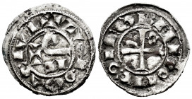County of Tolosa. Ramon VI (1194-1222) and Ramon VII (1222-1249). Obol. (Cru OC-81). Ve. 0,53 g. VF. Est...80,00. 

Spanish Description: Condado de ...