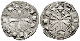Kingdom of Castille and Leon. Alfonso VI (1073-1109). Dinero. Toledo. (Bautista-3.10). Ve. 0,89 g. Two pellets at the end of the legend on reverse. Ch...