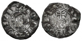 Kingdom of Castille and Leon. Alfonso VII (1126-1157). Dinero. Toledo. (Bautista-unlisted variety). Ve. 0,96 g. Alpha and omega below the cross joined...