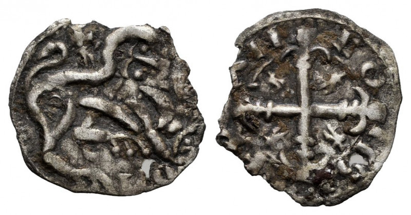 Kingdom of Castille and Leon. Alfonso IX (1188-1230). Obol. Mintmark: Crescent. ...