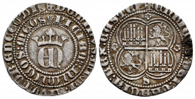 Kingdom of Castille and Leon. Enrique II (1368-1379). 1 real. Sevilla. (Bautista-553.2 var). Anv.: ✚ DOMINVS : MICHI : AUDIVTOR : ED EGO : DI / ✿ SPIA...