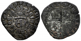 Kingdom of Castille and Leon. Enrique II (1368-1379). 1 real. Palencia. (Bautista-579 var). Ag. 2,55 g. P at the top of the vertical lower and roundel...