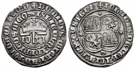 Kingdom of Castille and Leon. Juan I (1379-1390). 1 real. Sevilla. (Bautista-799.3, as Juan II). (Abm-539.1). Anv.: + DOMINVS: MICHI: AD:IVTOR: EDEGO:...