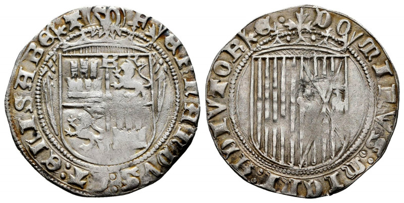 Catholic Kings (1474-1504). 1 real. Burgos. (Cal-294). Ag. 2,91 g. Before the Pr...