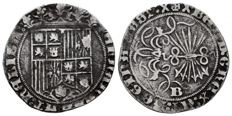 Catholic Kings (1474-1504). 1 real. Burgos. (Cal-318). Ag. 3,05 g. Almost VF. Es...