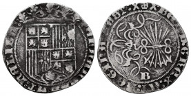 Catholic Kings (1474-1504). 1 real. Burgos. (Cal-318). Ag. 3,05 g. Almost VF. Est...50,00. 

Spanish Description: Fernando e Isabel (1474-1504). 1 r...