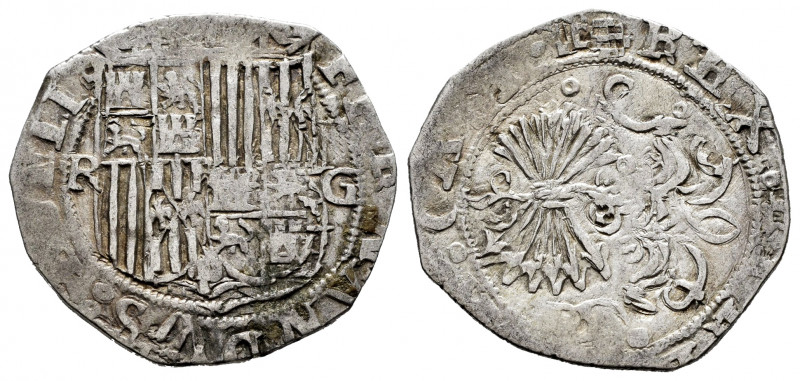 Catholic Kings (1474-1504). 1 real. Granada. (Cal-372). Ag. 3,20 g. Shield betwe...