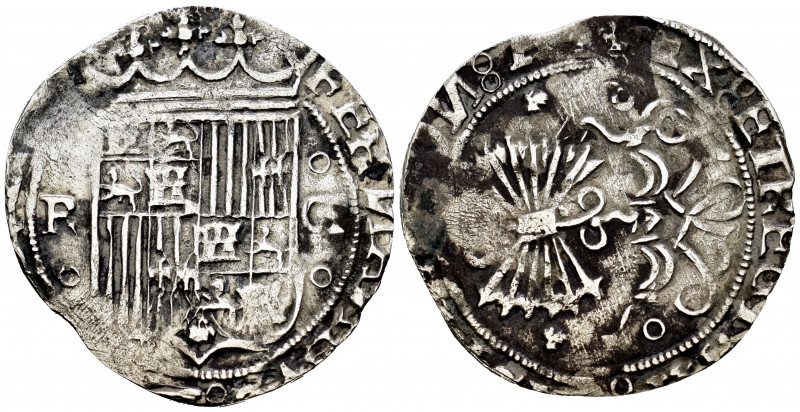 Catholic Kings (1474-1504). 1 real. Granada. R. (Cal-372 var). Ag. 2,82 g. Shiel...