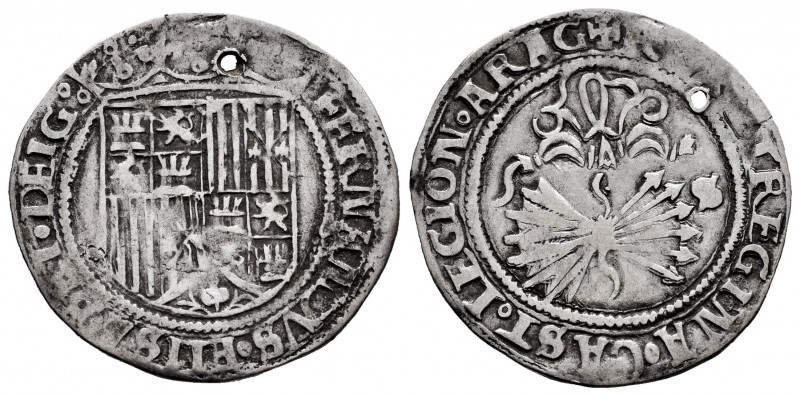 Catholic Kings (1474-1504). 1 real. Sevilla. (Cal-408). Ag. 3,28 g. S on reverse...