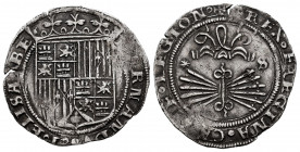 Catholic Kings (1474-1504). 1 real. Sevilla. (Cal-415). Ag. 3,24 g. S and star. Planchet crack. VF. Est...60,00. 

Spanish Description: Fernando e I...