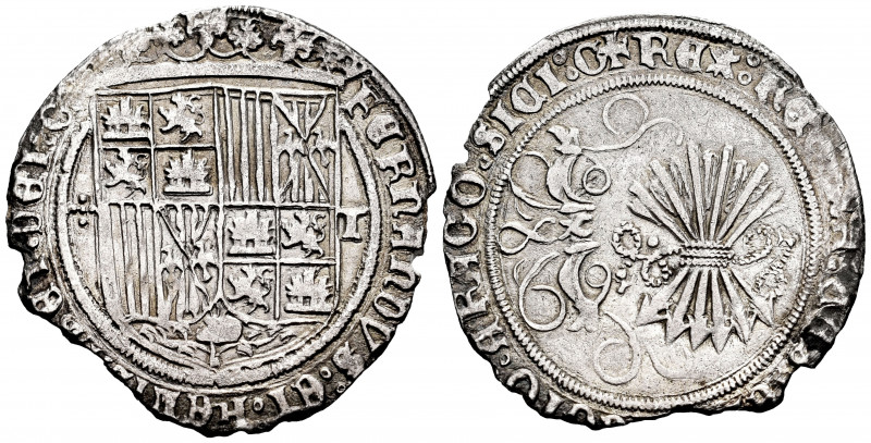 Catholic Kings (1474-1504). 1 real. Toledo. (Cal-465). Ag. 2,78 g. Irregular edg...