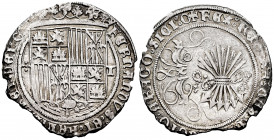 Catholic Kings (1474-1504). 1 real. Toledo. (Cal-465). Ag. 2,78 g. Irregular edge. VF. Est...70,00. 

Spanish Description: Fernando e Isabel (1474-1...