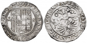 Catholic Kings (1474-1504). 4 reales. Sevilla. (Cal-565 var). (Lf-H5.6.64 var). Anv.: FERNANDVS: ET· ELISABET· D·. Rev.: + REX: ET REGINA: CASTELE: LE...