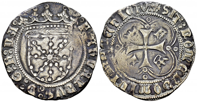 Ferdinand II (1479-1516). 1 real. Pamplona. (Cal-69). Ag. 3,23 g. F on 2nd and 3...