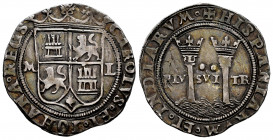 Charles-Joanna (1504-1555). 2 reales. México. (Cal-101). Ag. 6,74 g. Shield between M - L. Almost XF. Est...220,00. 

Spanish Description: Juana y C...