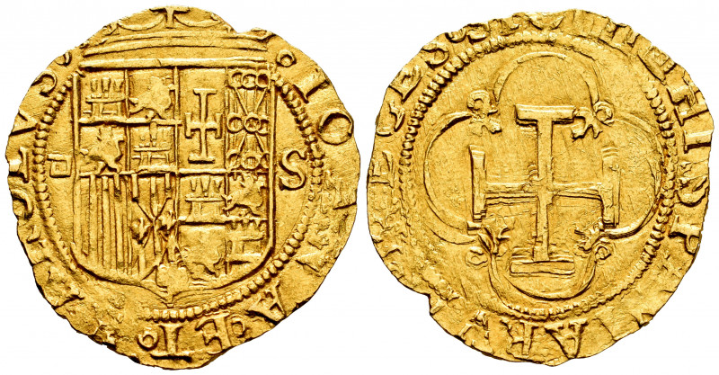 Charles-Joanna (1504-1555). 1 escudo. Sevilla. (Cal-199). (Tauler-22c). Au. 3,38...