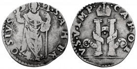 Charles I (1516-1556). 8 sueldos. Milano. (Tauler-43). (Vti-unlisted). (Mir-189/2). Ag. 4,43 g. Choice F. Est...75,00. 

Spanish Description: Carlos...