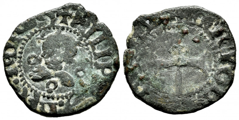 Philip II (1556-1598). Dinero. Mallorca. (Cal-3). (Cru C.G-4258). Ae. 0,81 g. Sc...