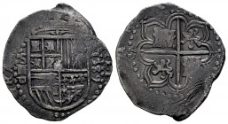 Philip II (1556-1598). 2 reales. 1589. Sevilla. (Cal-409). Ag. 6,62 g. Date to the right of the shield. Scarce. Almost VF. Est...120,00. 

Spanish D...