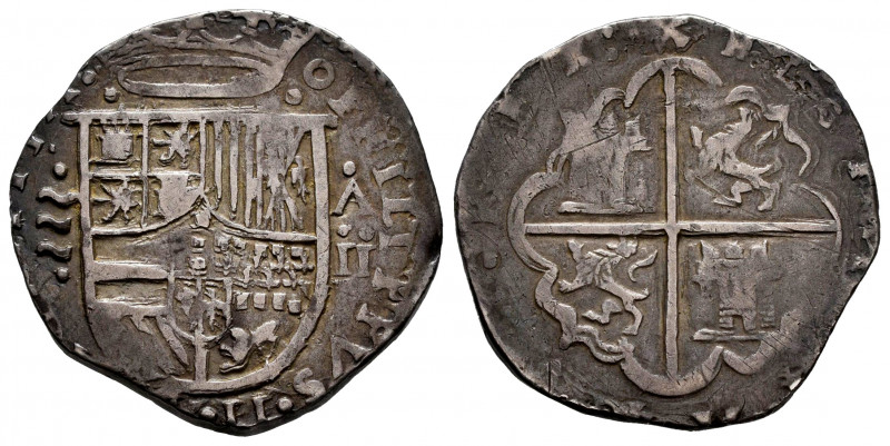 Philip II (1556-1598). 2 reales. Valladolid. A. (Cal-459). Ag. 6,67 g. Scarce. A...