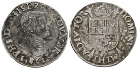 Philip II (1556-1598). 1/5 escudo. 1563. Antwerpen. (Tauler-906). (Vanhoudt-271 AN). (Vti-851). Ag. 6,79 g. Almost VF. Est...70,00. 

Spanish Descri...