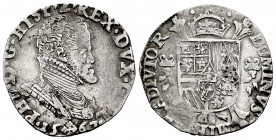 Philip II (1556-1598). 1/5 escudo. 1567. Nimega. (Tauler-954). (Vanhoudt-271 NIJ). (Vti-875). Ag. 5,55 g. Choice VF. Est...75,00. 

Spanish Descript...