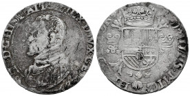 Philip II (1556-1598). 1 escudo felipe. 1557. Nimega. (Tauler-1178). (Vanhoudt-253 NJ). (Vti-1177). Ag. 28,08 g. Inverted date. Scarce. Choice F. Est....